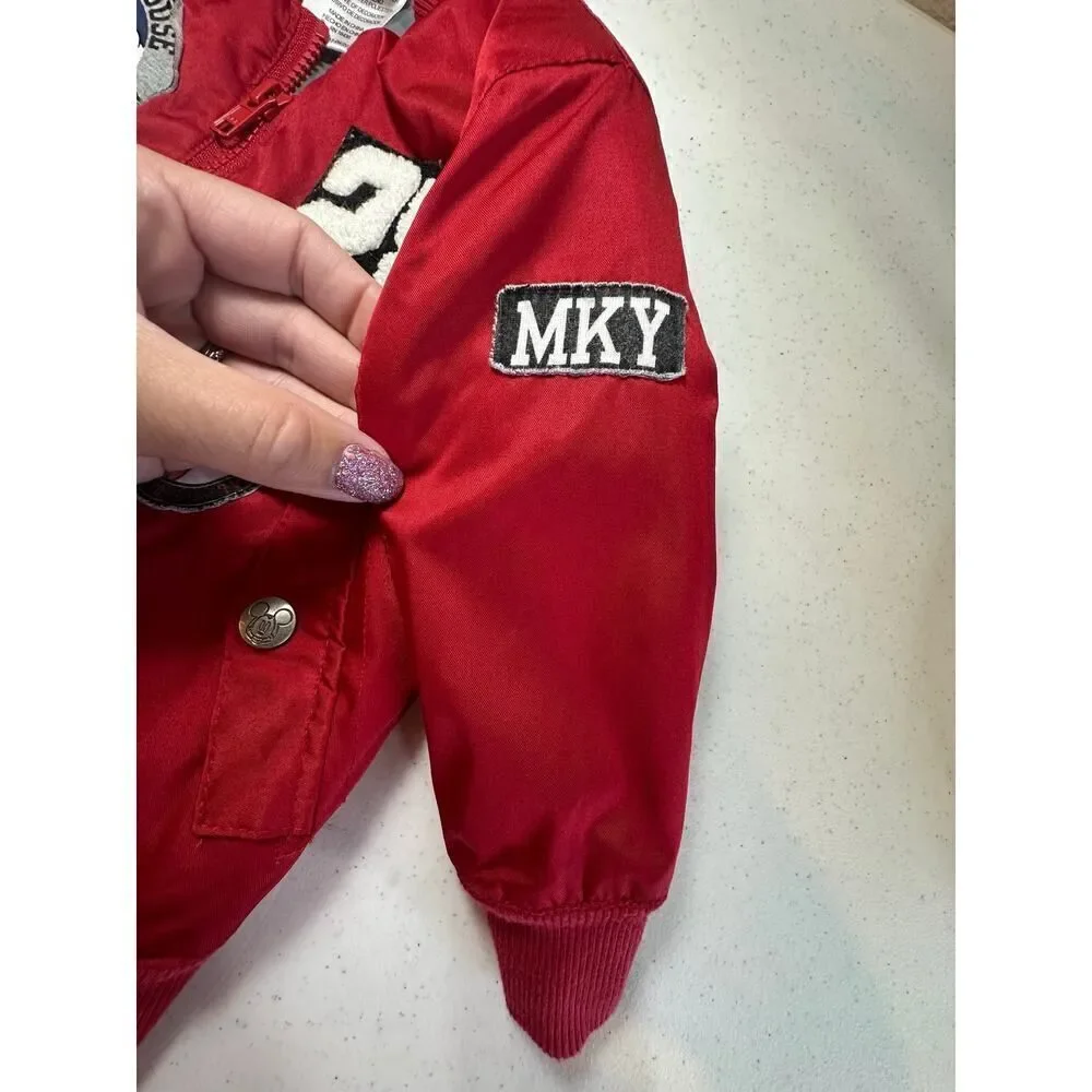 Disney Baby 18 Months Unisex Mickey Pluto Red Bomber Jacket With Patches NWOT